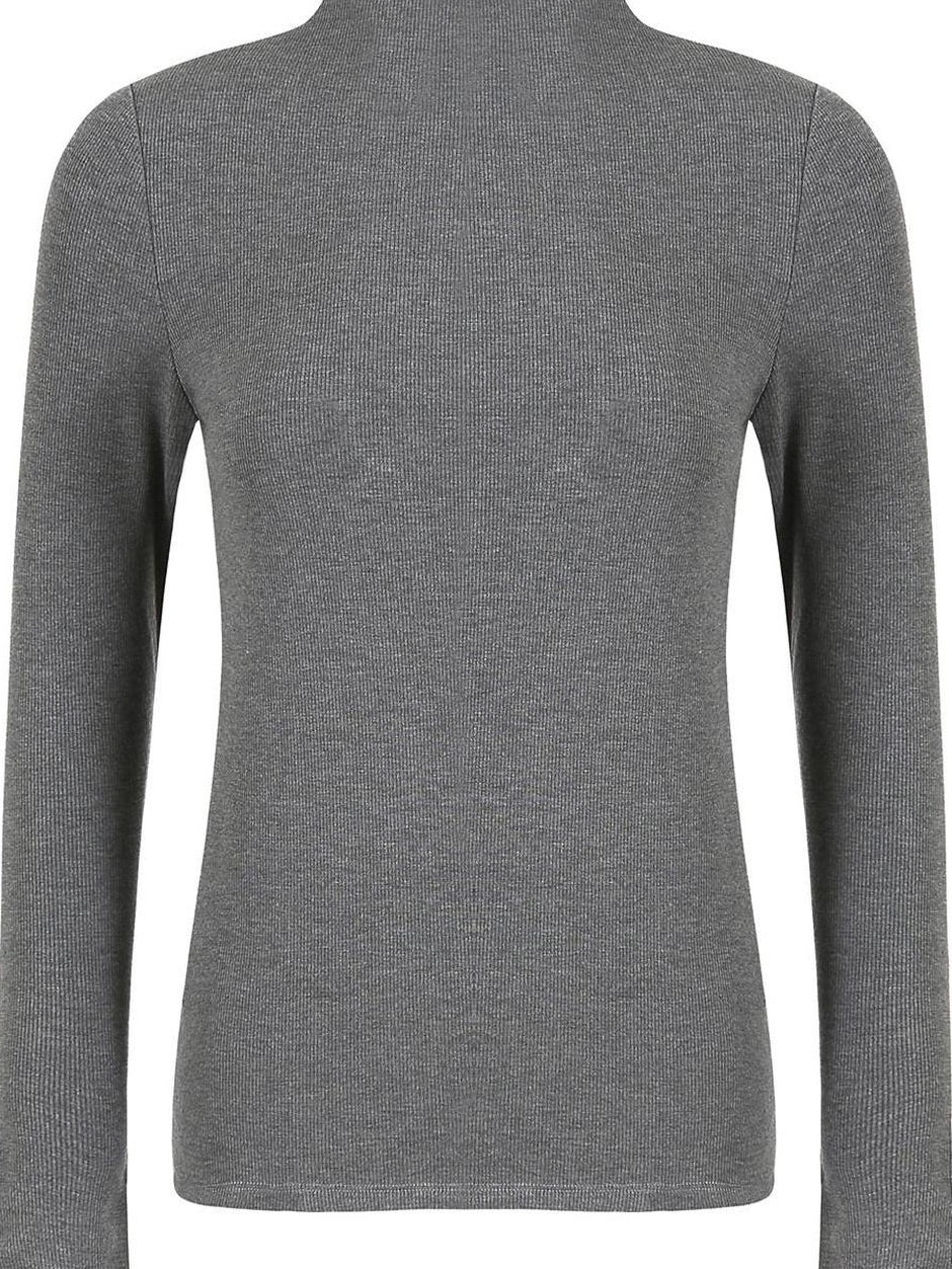 fano Viscose Silk Blend Slim Fit Half Open Collar Long Sleeve Women Knit Sweaters