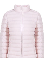 fano 90% White Duck Down Warm Slim Short Stand Collar Zipper Pink Down Jackets