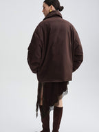 audreyyang Warm 90% Duck Down Loose Casual Stand Collar Women Chocolate Brown Down Jackets