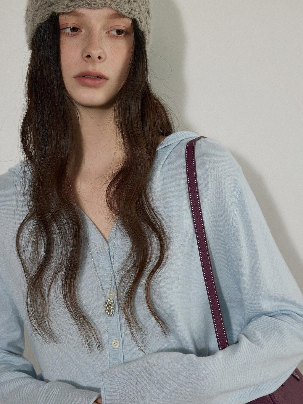 Lofi choose Soft Acrylic Blend Hooded Button Loose Fit Commuter Women Knit Cardigans