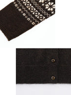 someonesometimes Cozy Wool Alpaca Blend Casual Geometric Button Round Neck Women Cardigans