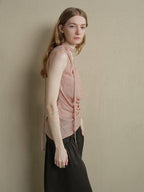 someonesometimes Lightweight Poly Blend Office Slim Fit Strappy Solid Blush Women Camisoles