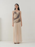 someonesometimes Original Asymmetric Patchwork Striped Slim Curve Khaki Brown For Women Vest