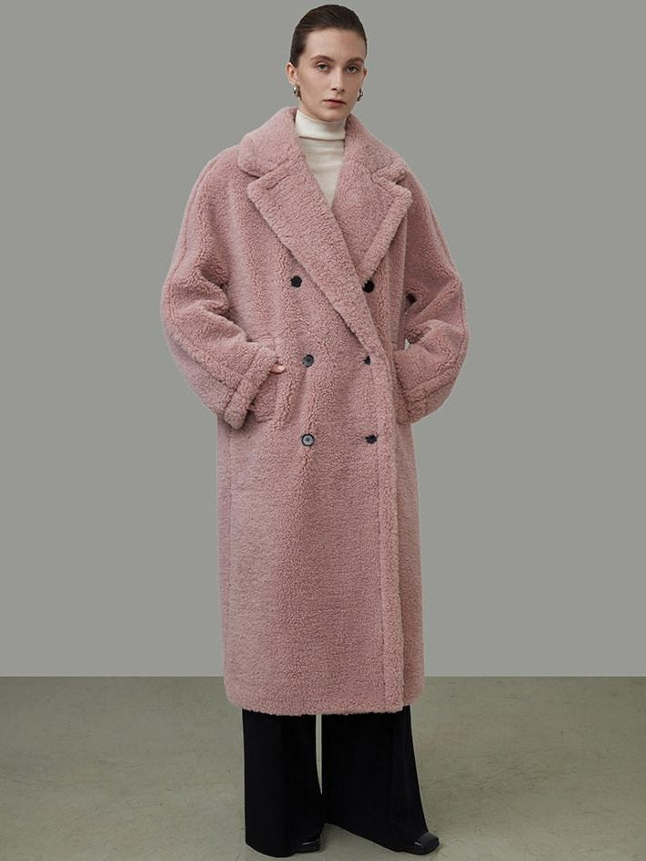 unspoken Thick Warm Tailored Straight Cut Double Breasted Long Women Wool Coats