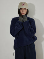 Lofi choose High Waist Casual Loose Straight Leg Women Navy Wide Leg Pants