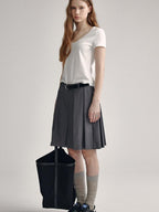 fano Cotton Tencel V-neck Straight Fit Women Black White Short Sleeve T-Shirts