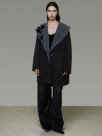 unspoken Warm Thick Minimal Commuter Loose Fit Lapel Women Sheep Wool Blend Wool Coats