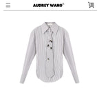 audreyyang_Original_Design_Relaxed_Tie_Neck_Collared_Tencel_Cotton_Striped_Blouses_MISSTT