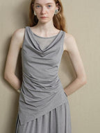 someonesometimes Slim Stretch Office Patchwork Two Piece Women Heather Gray Top & Skirt Sets