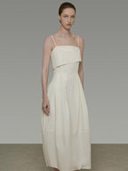 unspoken Soft Cotton High Waist A Line Irregular Hem Minimalist Workwear Maxi Dresses