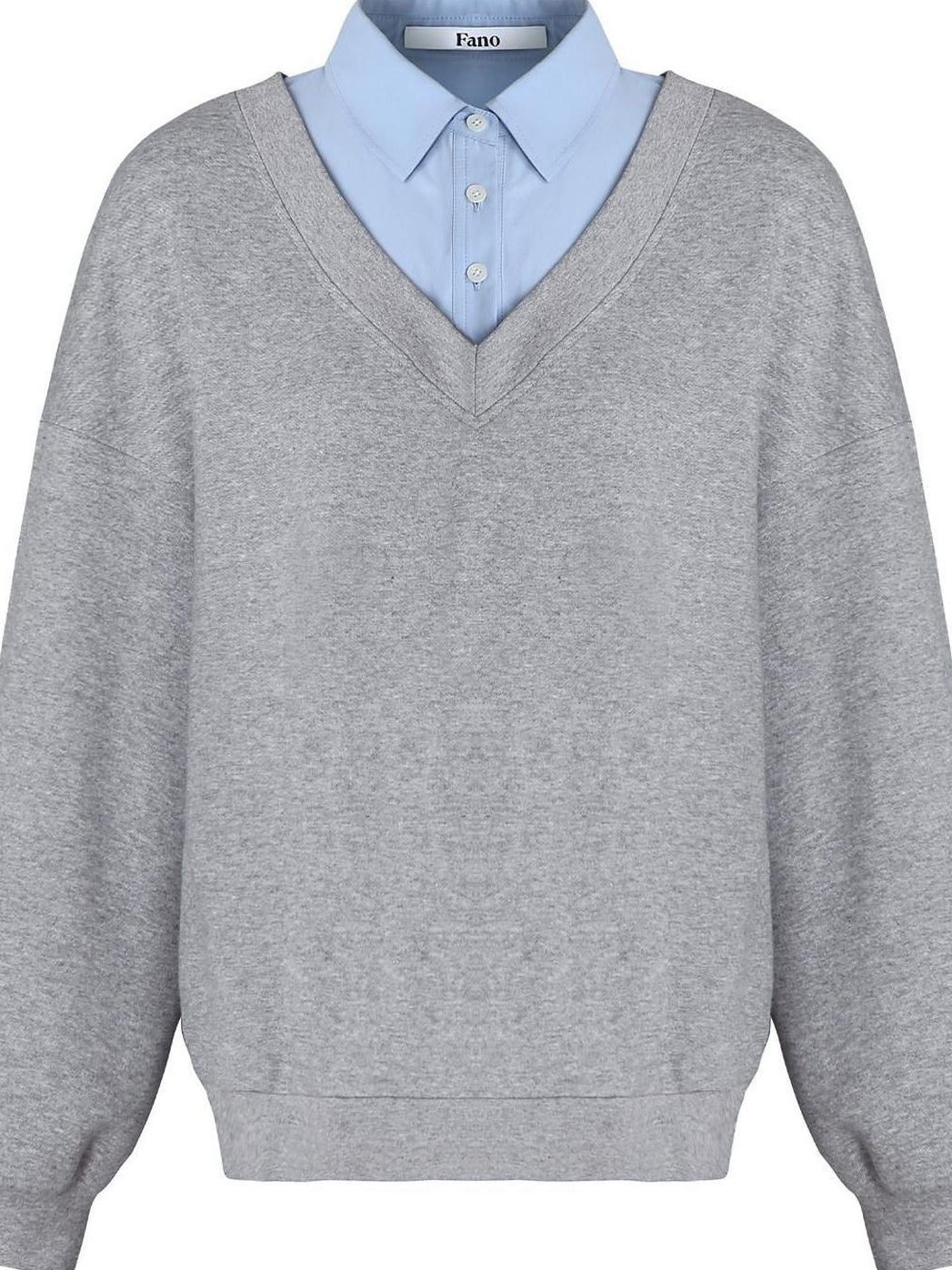 fano Soft Cotton Blend Colorblock Polo Collar Loose Knit Pullover Women Sweaters