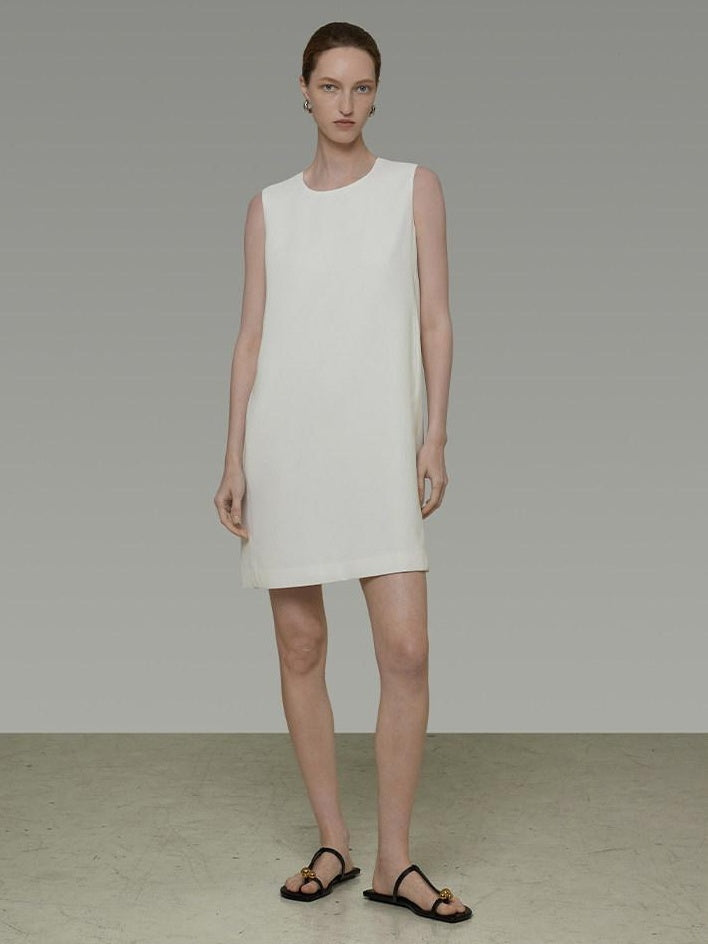 unspoken Minimal Sleeveless Natural Waist Structured Vest For Office Acetate Midi Dresses