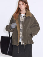 fano Insulated Korean Commuter Loose Stand Collar Grey Brown Puffer Jackets