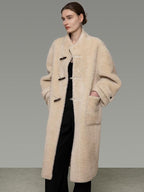 unspoken Warm Faux Fur Lined Vintage Loose Fit Stand Collar Women Daily Long Coats