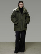 unspoken 90% White Duck Down Warm Midlength Stand Collar Women Army Green Down Jackets