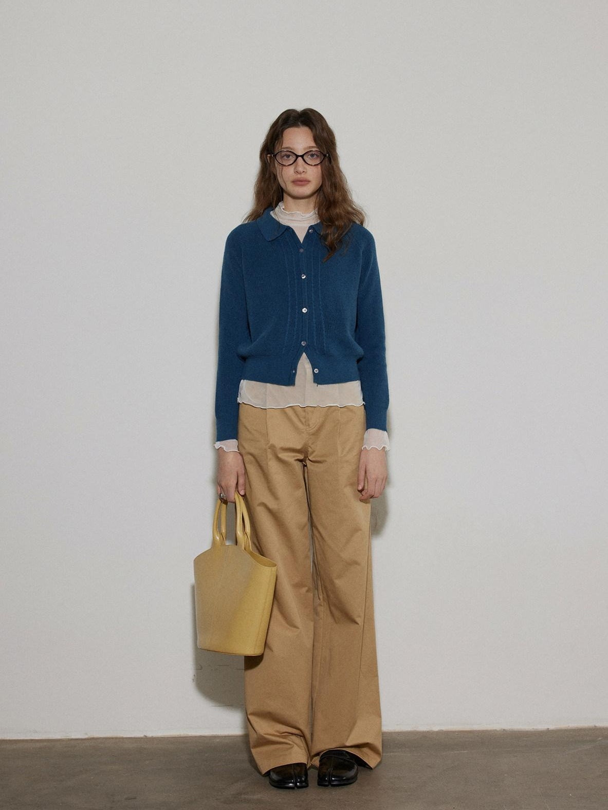 Lofi choose Light Poly Wool Jacquard Workwear Short Sleeve For Women Button Knit Cardigans