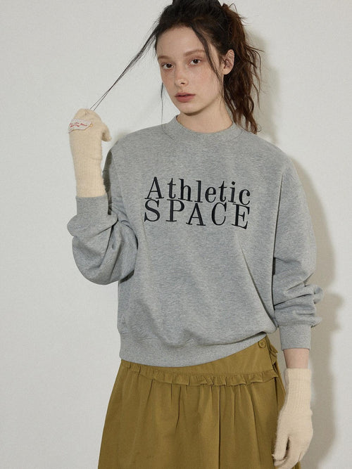 Lofi choose Embroidered Colorblock Loose Drop Shoulder Crewneck Female Cotton Sweatshirt