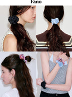fano Blue Stripe French Style For Women Cute Printed Scrunchie Hair Accessories