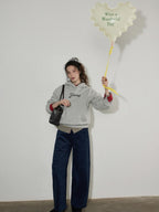 Lofi choose Fleece Lined Oversized Hooded Pullover Commuter Style Women Heather Gray Hoodie