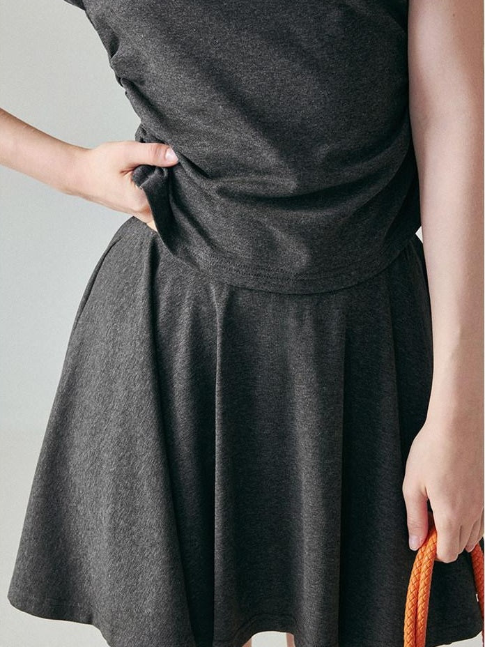 fano Chic V-neck Short Sleeve Two Piece Women Matching Set Top & Skirt Sets