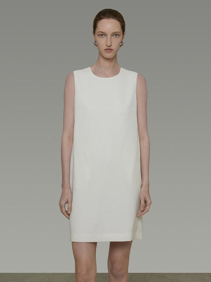unspoken Minimal Sleeveless Natural Waist Structured Vest For Office Acetate Midi Dresses