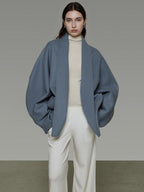 unspoken Pure Sheepswool Structured Tailoring Relaxed Fit Mist Blue Wool Coats
