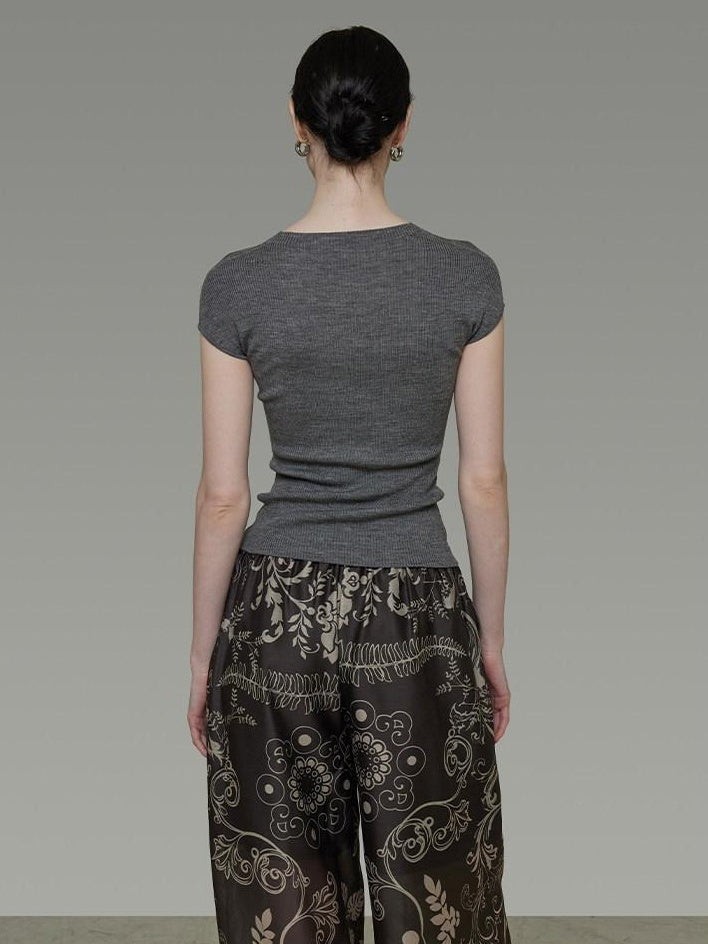unspoken High Waist Pockets Loose Office Minimal Polyester Olive Brown Wide Leg Pants
