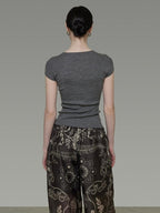 unspoken High Waist Pockets Loose Office Minimal Polyester Olive Brown Wide Leg Pants