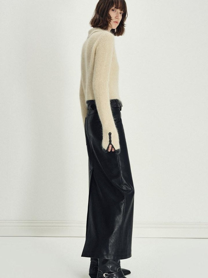 someonesometimes Soft Mohair Wool Blend Slim Short Lapel Buttoned Women Knitwear Cardigans