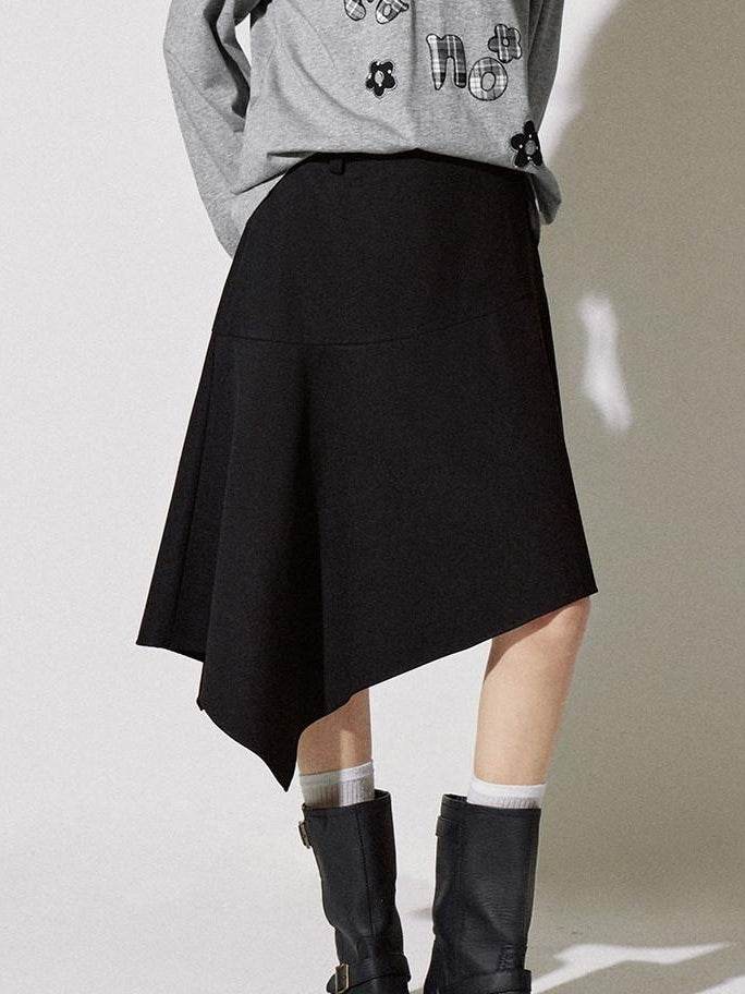 fano Soft Lyocell Cotton Blend Casual Mid Waist Ruffle Asymmetrical Women Midi Skirts