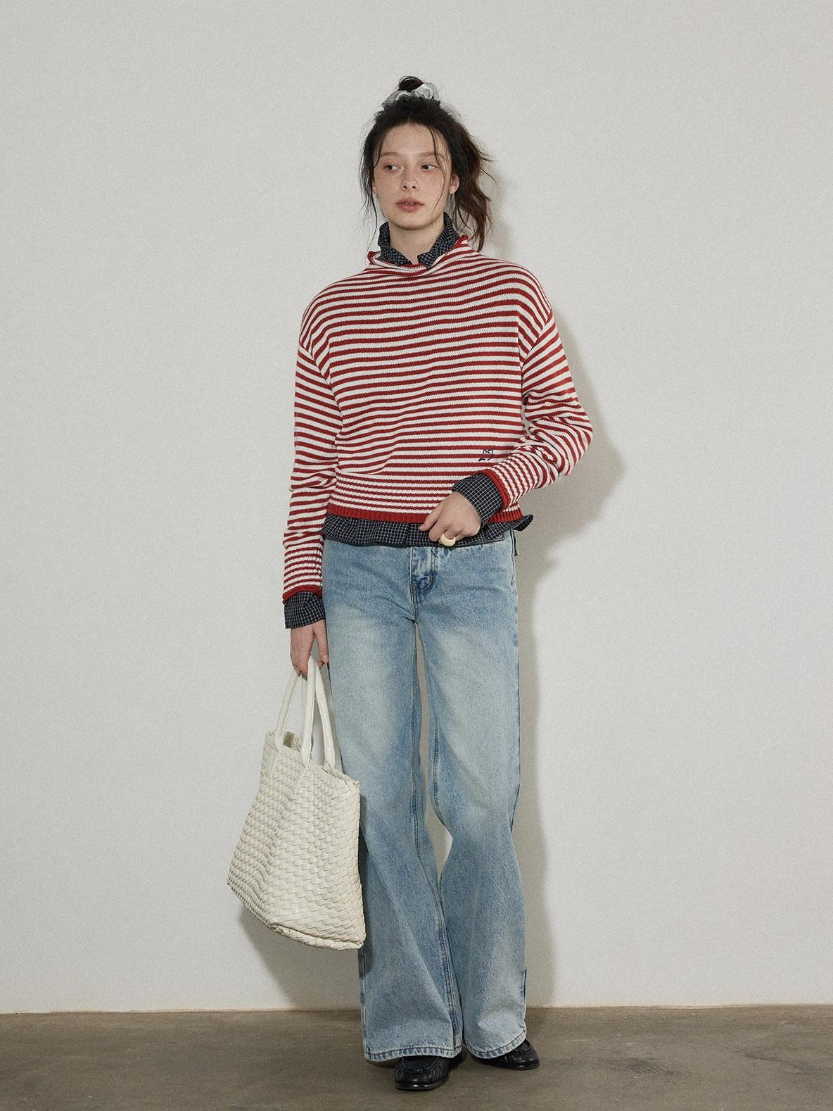Lofi choose Acrylic Cotton Soft Striped Loose Fit Pullover Commuter Style Women Sweaters