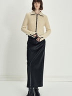 someonesometimes Soft Mohair Wool Blend Slim Short Lapel Buttoned Women Knitwear Cardigans