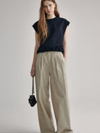 fano High Waist Tailored Minimalist Commuter Nylon Blend Pockets Straight Pants