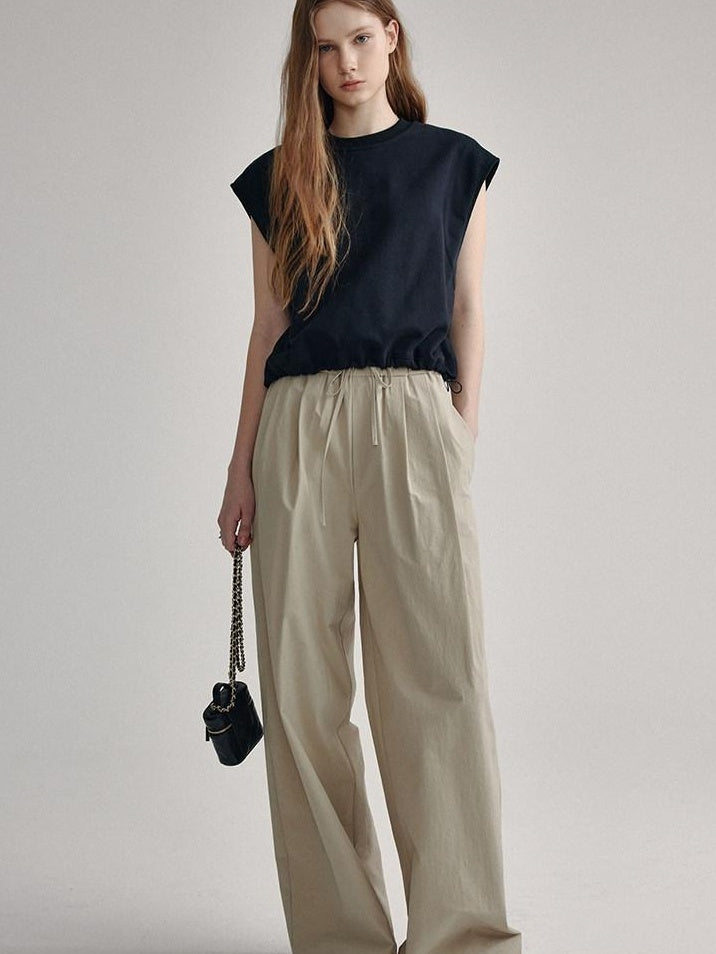 fano High Waist Tailored Minimalist Commuter Nylon Blend Pockets Straight Pants