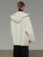 unspoken 100 Percent Sheep Wool Commuter Relaxed Notched Lapel White Wool Coats