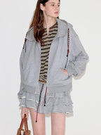 fano Two Piece Zip Up Oversized Long Sleeve Women Midweight Heather Grey Hoodie