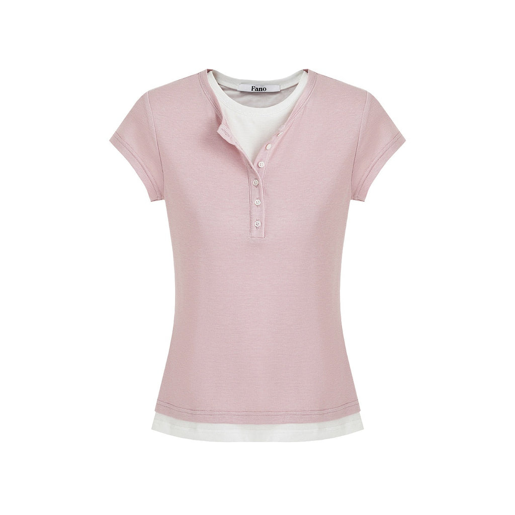 fano_Lyocell_Blend_Commuter_Korean_Slim_Fit_Office_Pink_White_Short_Sleeve_T-Shirts_MISSTT