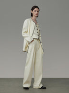 unspoken Off White Three Piece Minimalist Casual Women S M L Lounge Top & Pants Sets