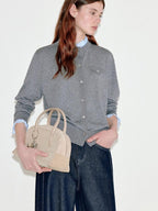 fano Thermal Wool Blend Straight Fit Round Neck Office Classic Heather Gray Cardigans