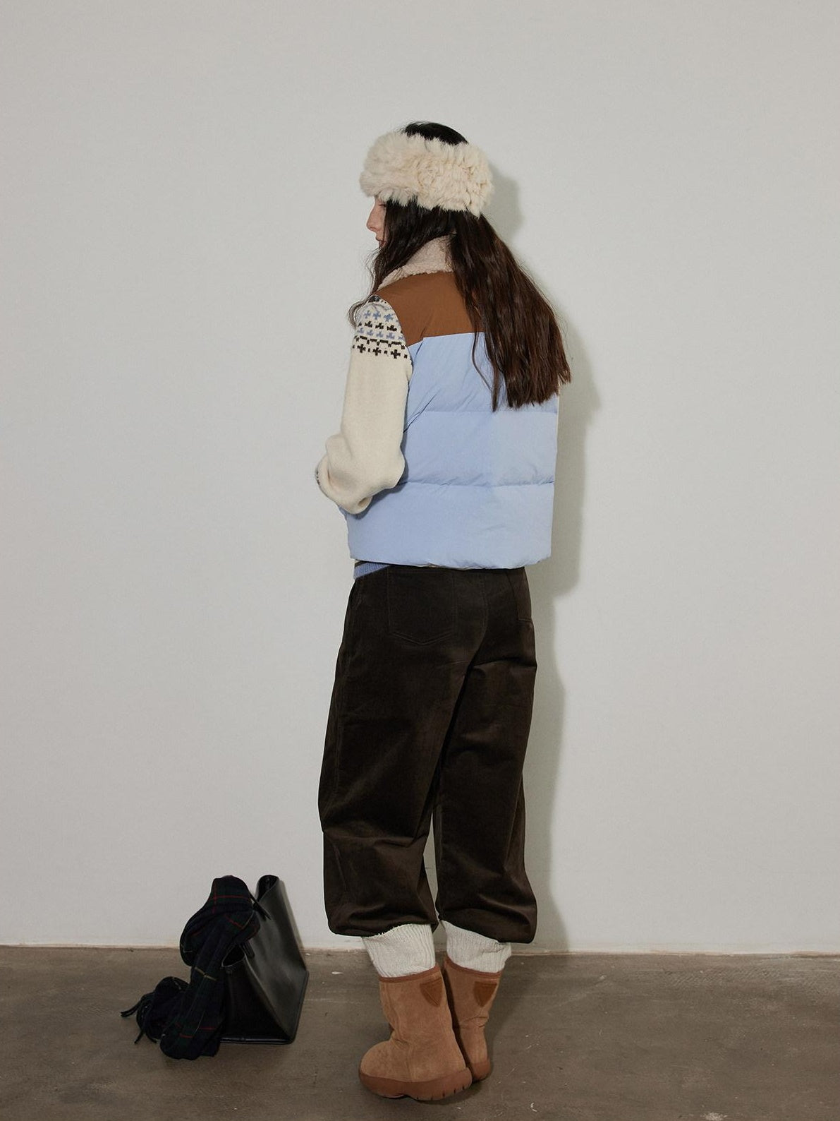 Lofi choose 90% White Duck Down Thick Patchwork Colorblock Commuter Women Puffer Vests