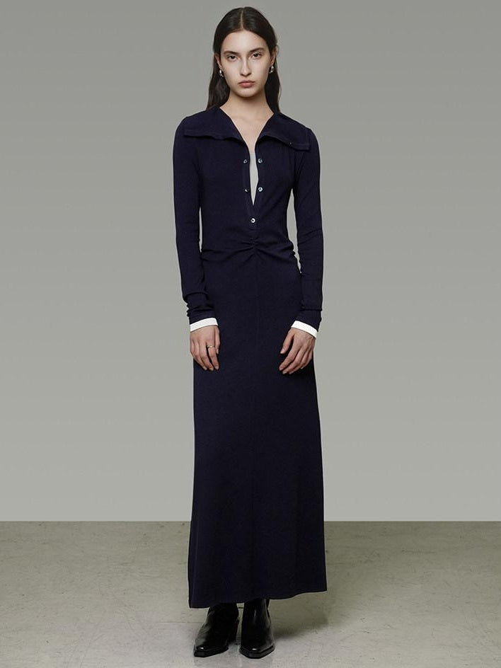 unspoken Breathable Modal Faux Twopiece Slim A Line V-neck Commuter Maxi Dresses