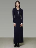 unspoken Breathable Modal Faux Twopiece Slim A Line V-neck Commuter Maxi Dresses