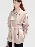 fano Double Breasted Mid Length Loose Fit Korean Commuter Women Classic Trench Coats