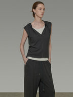 unspoken Soft Viscose Short Sleeve Hooded Casual Long Pants Top & Pants Sets