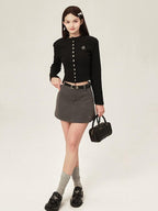 ikyou Soft Cotton Slim Fit Buttoned 3D Embellished Casual Women Knit Letter Cardigans