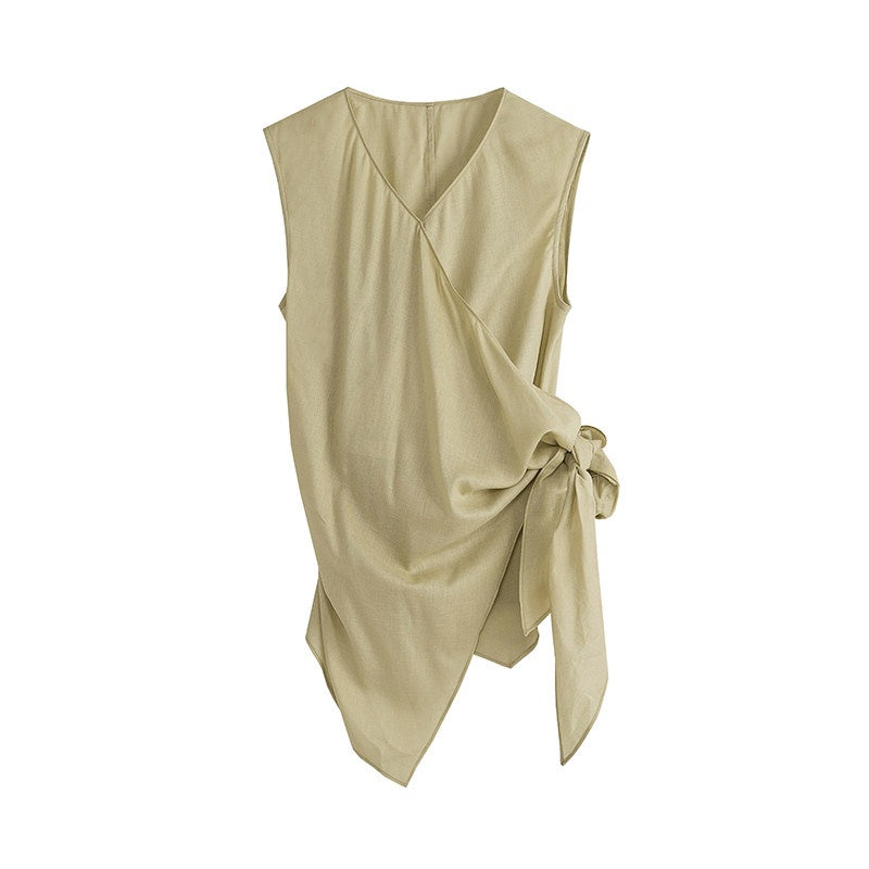 unspoken_V-neck_Khaki_Two_Piece_Slim_Fit_Casual_Office_Women_Long_Pants_Top_&_Pants_Sets_MISSTT