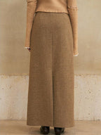 someonesometimes Wool Blend Lined Vintage Straight Mid Hidden Zip Casual Women Maxi Skirts
