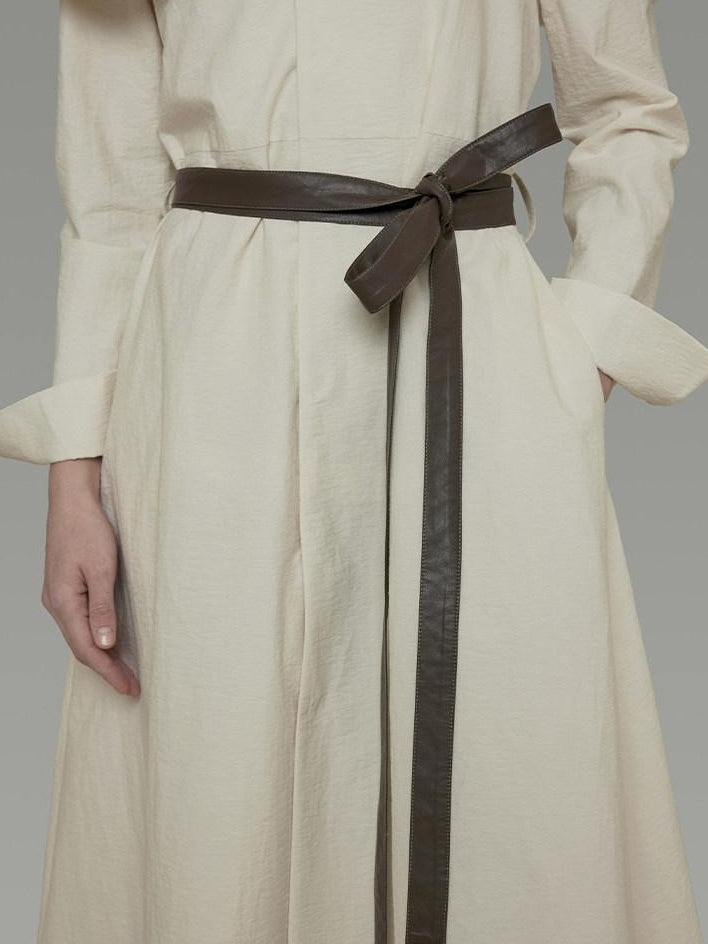 unspoken Comfortable Cotton Blend High Waist Asymmetrical Shirt Dress Office Maxi Dresses