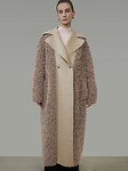 unspoken Thick Faux Fur Patchwork Oversized Simple Workwear Women Beige Brown Long Coats
