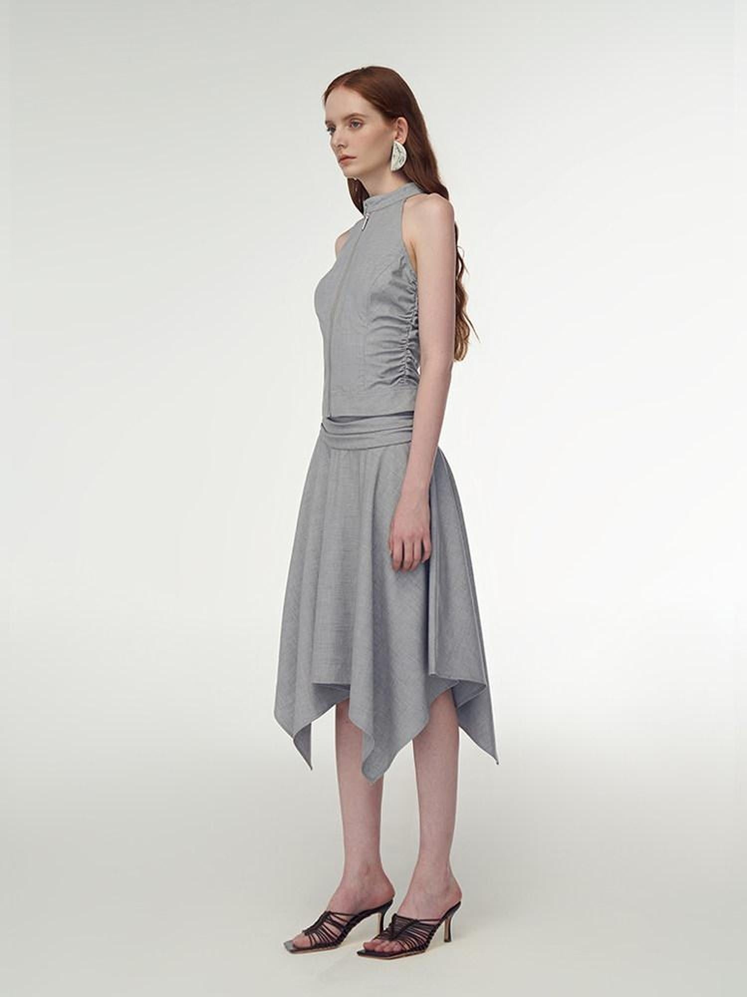 someone sometimes Chic Gray Cropped Top Midi Skirt Young Women S M L Top & Skirt Sets